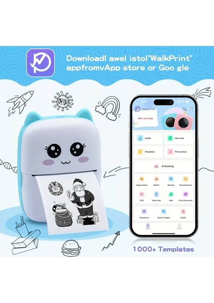 Ankaverse Taşınabilir Yazıcı, Mini Cep Kablosuz Termal Yazıcı Android Ios Akıllı Telefonlar Için Uygun, Bt Mürekkepsiz Baskı, Etiketler, Fişler, Fotoğraflar, Notlar, Öğrenme (5286)