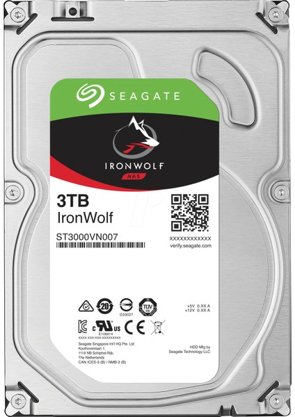 Seagate IronWolf NAS HDD 3TB 3.5" 5900RPM 64MB Cache Sata 3 Sabit Disk ST3000VN007