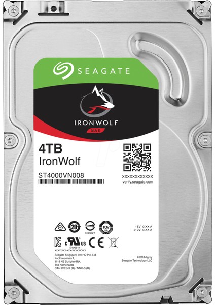 Seagate IronWolf NAS HDD 4TB 3.5" 5900RPM 64MB Cache Sata 3 Sabit Disk ST4000VN008