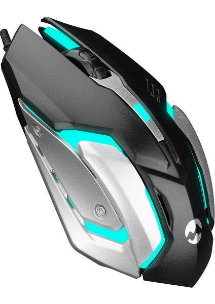 Everest SM-G72 Usb Siyah/Gümüş Işıklandırmalı Oyuncu Mouse