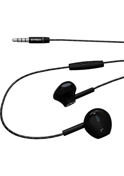 Syrox K16 Kulakiçi Kulaklık Ekstra Bas Stereo Kablolu Mikrofonlu Siyah Renkli Tasarım